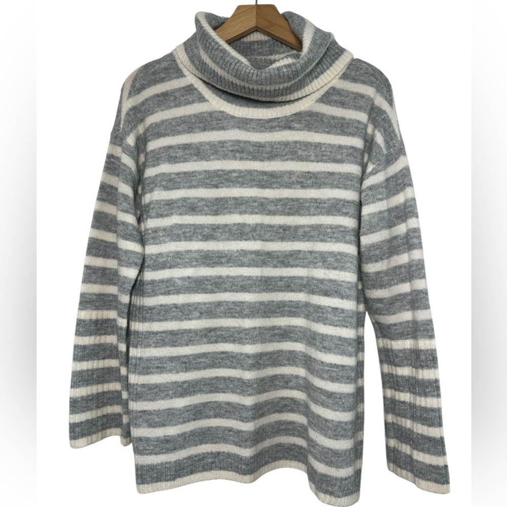 Loft Turtle Neck Oversized Striped Sweater